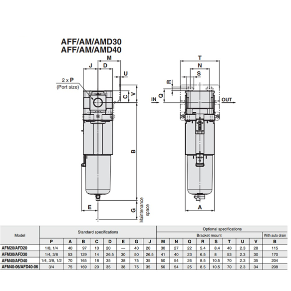 Bộ lọc hơi sương khí nén SMC AM30-03D-D 
